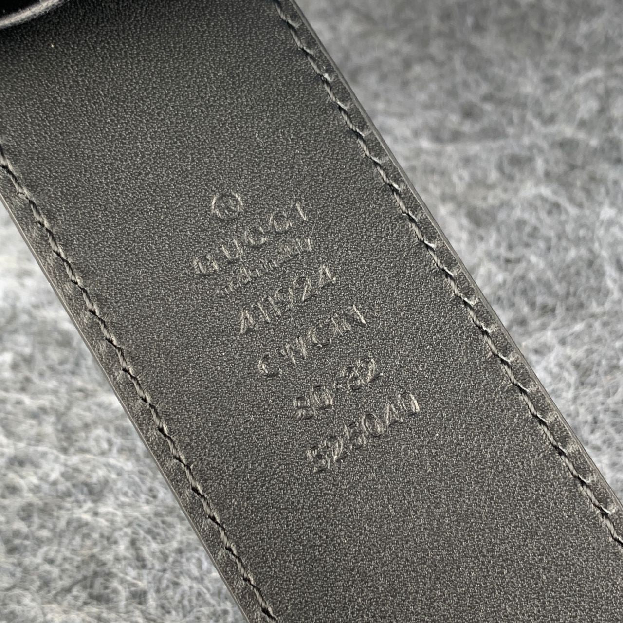 Double G Textured Leather Belt with Antique Brass Buckle, 1.5” Width 'Black'