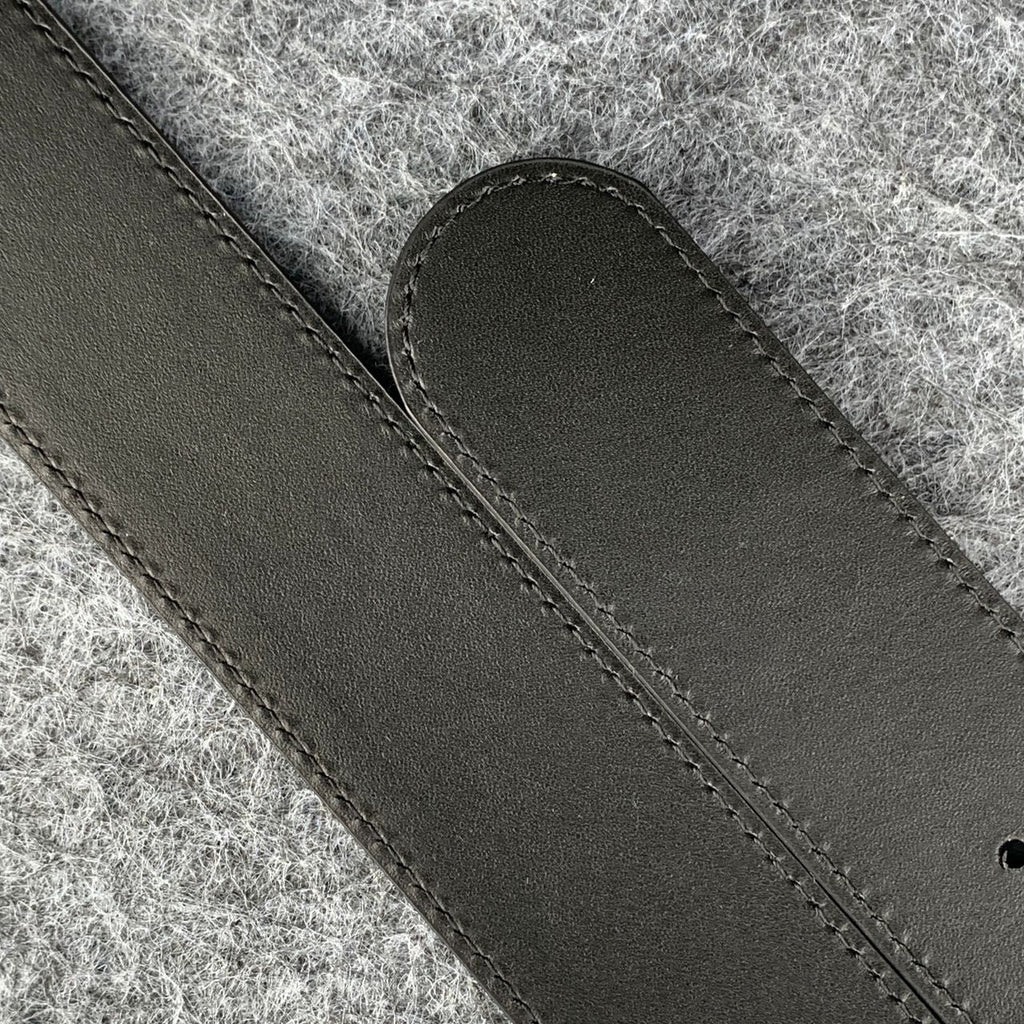 Double G Textured Leather Belt with Antique Brass Buckle, 1.5” Width 'Black'