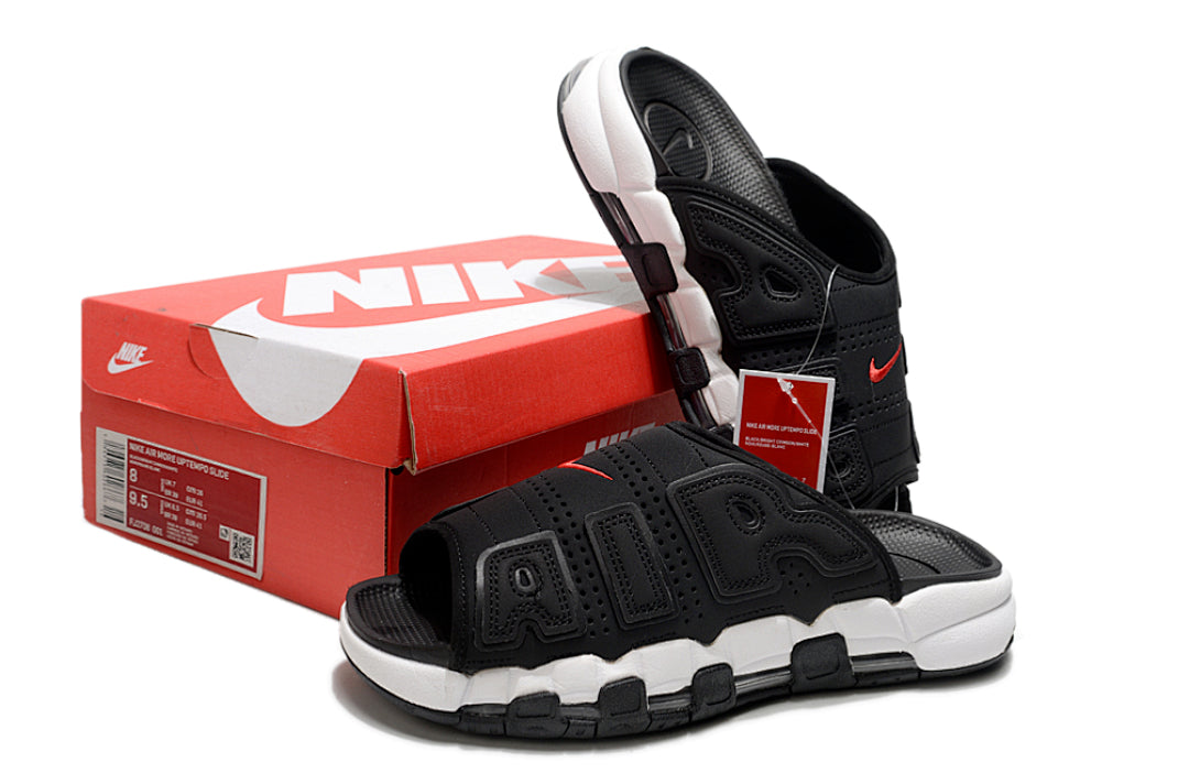 Nike Air More Uptempo Slides Black Red FB7808-001
