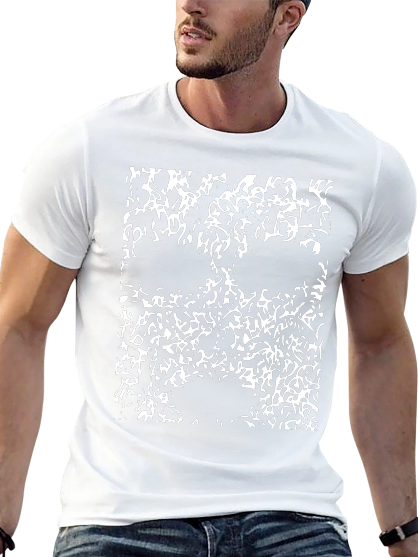 Abstract Skull Graphic Tee - Black Cotton T-Shirt