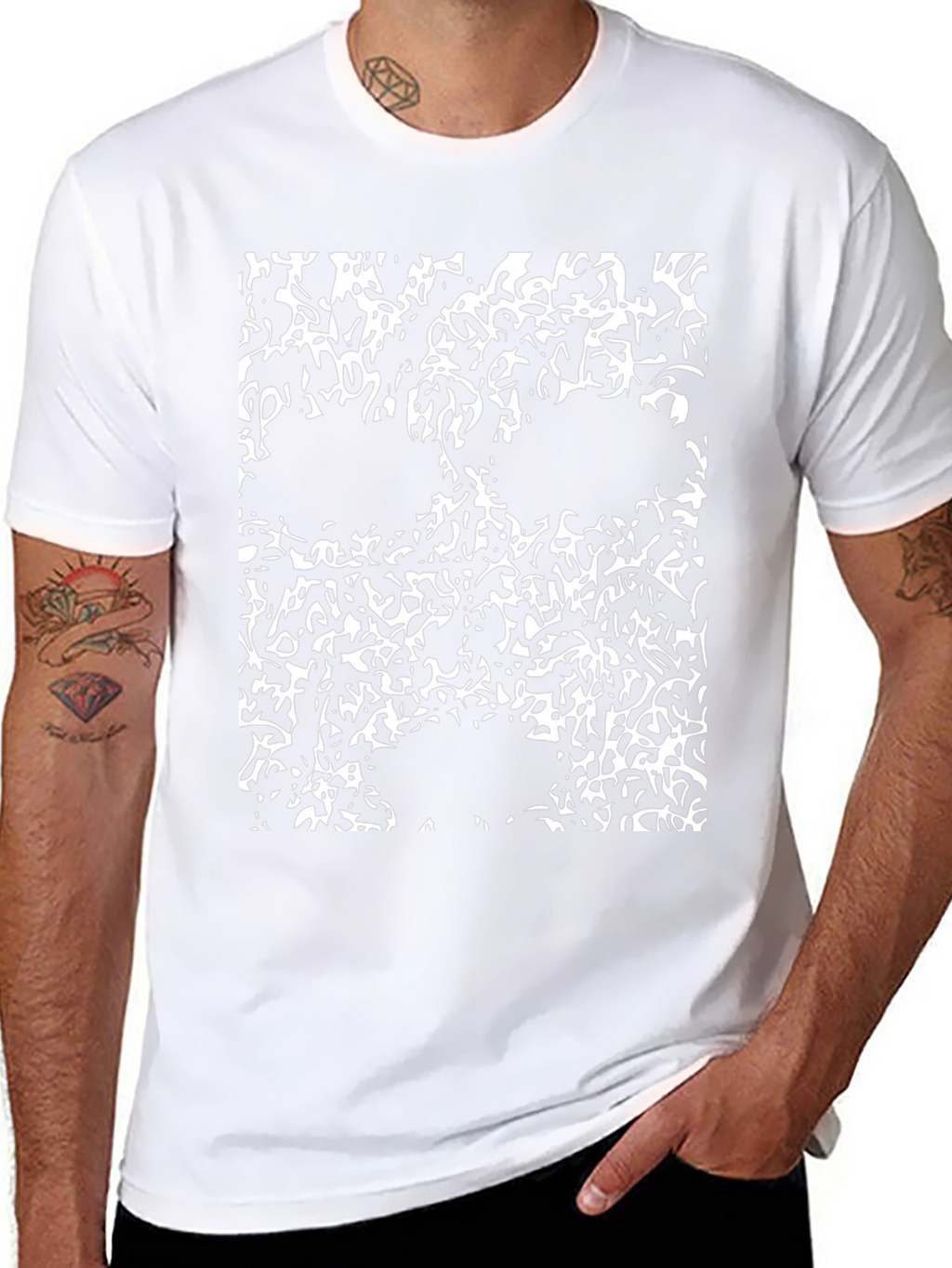 Abstract Skull Graphic Tee - Black Cotton T-Shirt