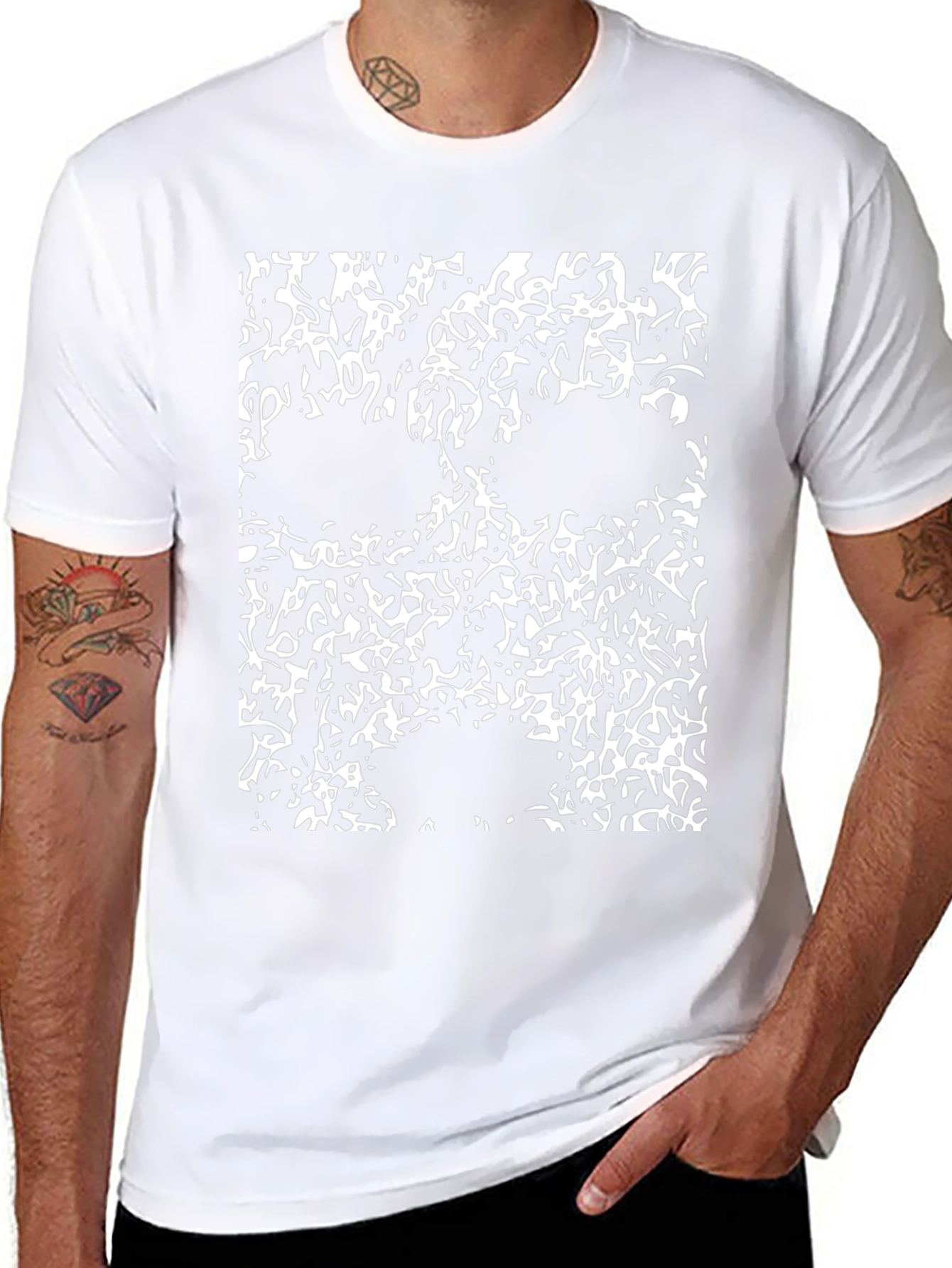Abstract Skull Graphic Tee - Black Cotton T-Shirt