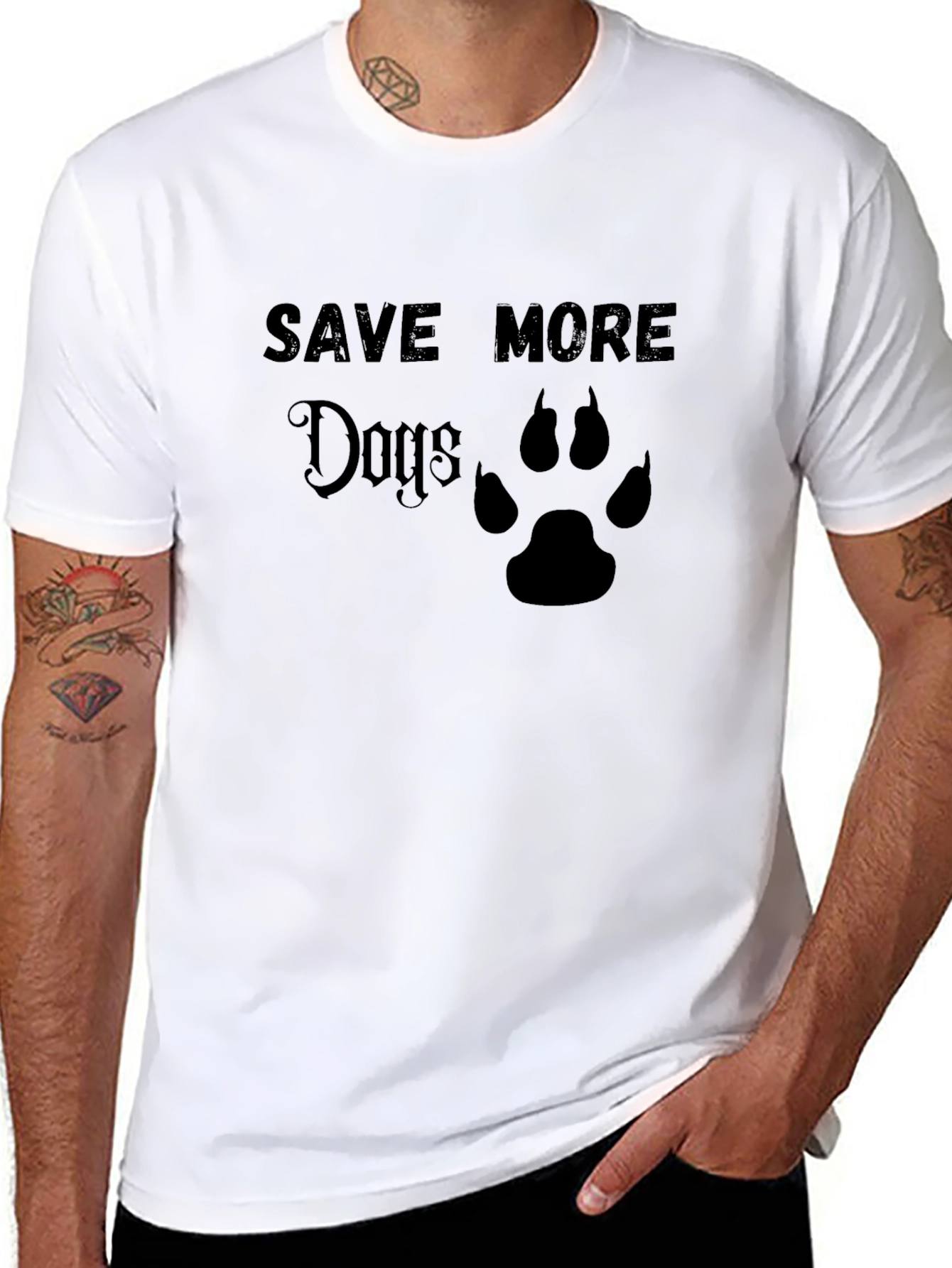 Save More Dogs T-Shirt - Paw Print Design