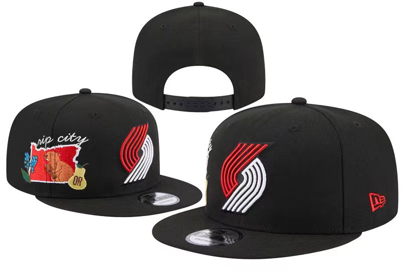 New Era 9FIFTY Portland Trail Blazers Rip City Side Patch Snapback Hat - Black