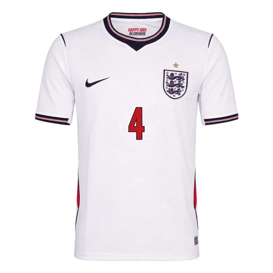 RICE #4 England Home Soccer Jersey World Cup 2026 White