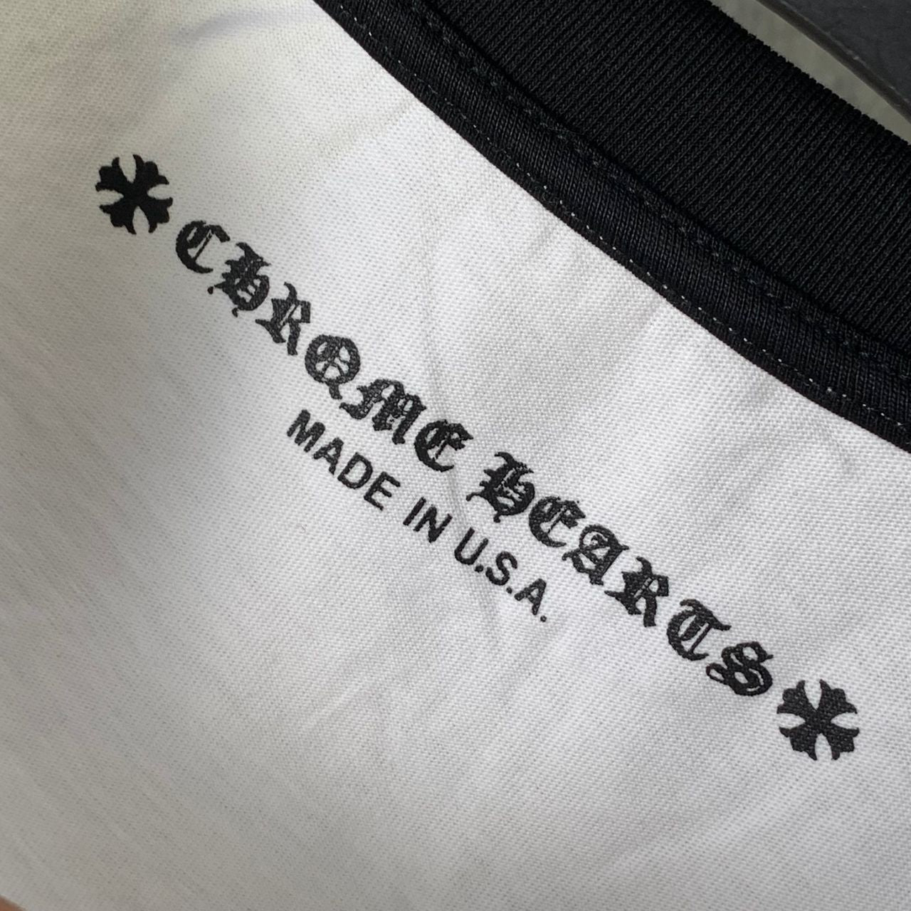 Chrome Hearts Horseshoe Neck Logo 3/4 Shirt 'Black/White'