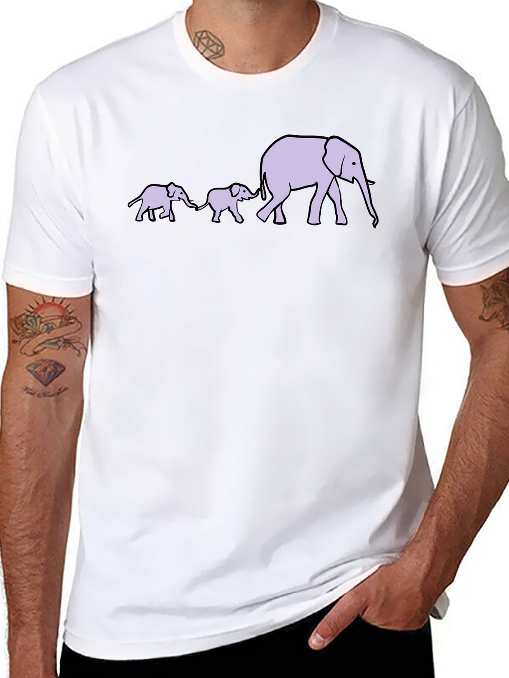Elephant Family T-Shirt - Black Cotton Tee