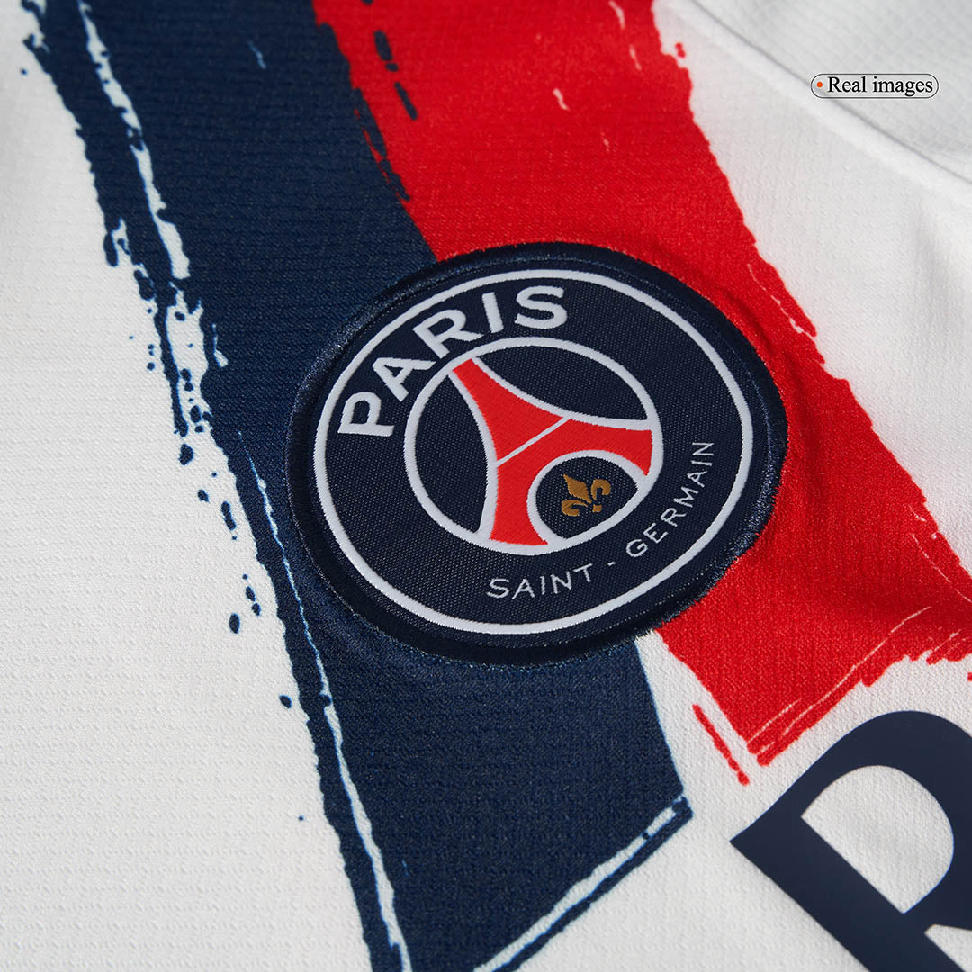 KVARATSKHELIA #7 PSG Away Football Shirt 2024/25 White Soccer- UCL