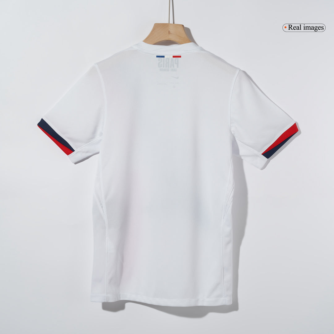KVARATSKHELIA #7 PSG Away Football Shirt 2024/25 White Soccer- UCL