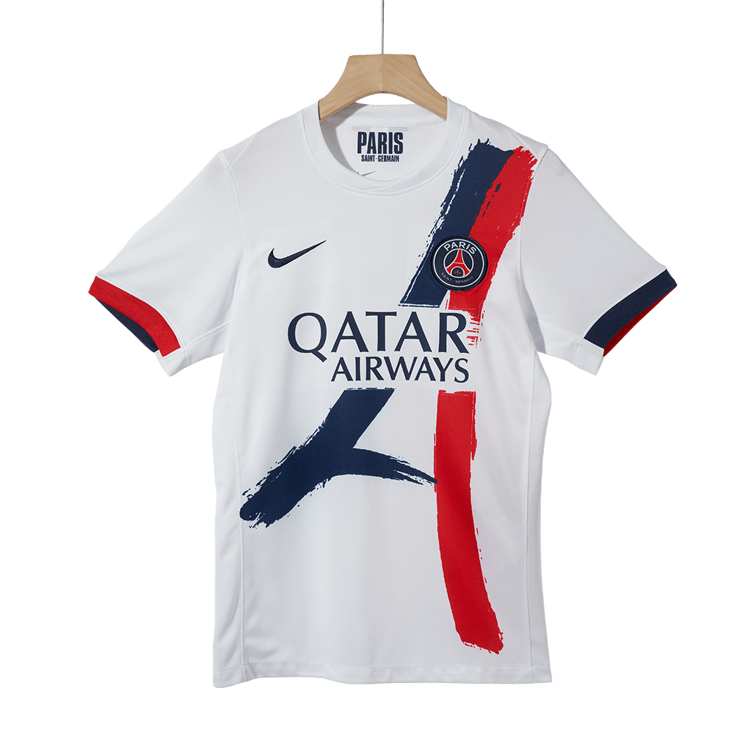 KVARATSKHELIA #7 PSG Away Football Shirt 2024/25 White Soccer- UCL
