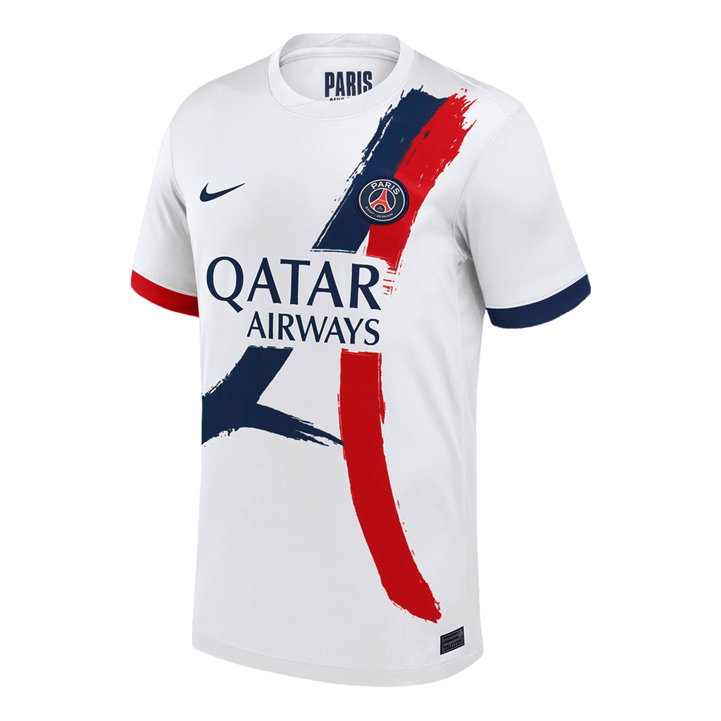 KVARATSKHELIA #7 PSG Away Football Shirt 2024/25 White Soccer- UCL