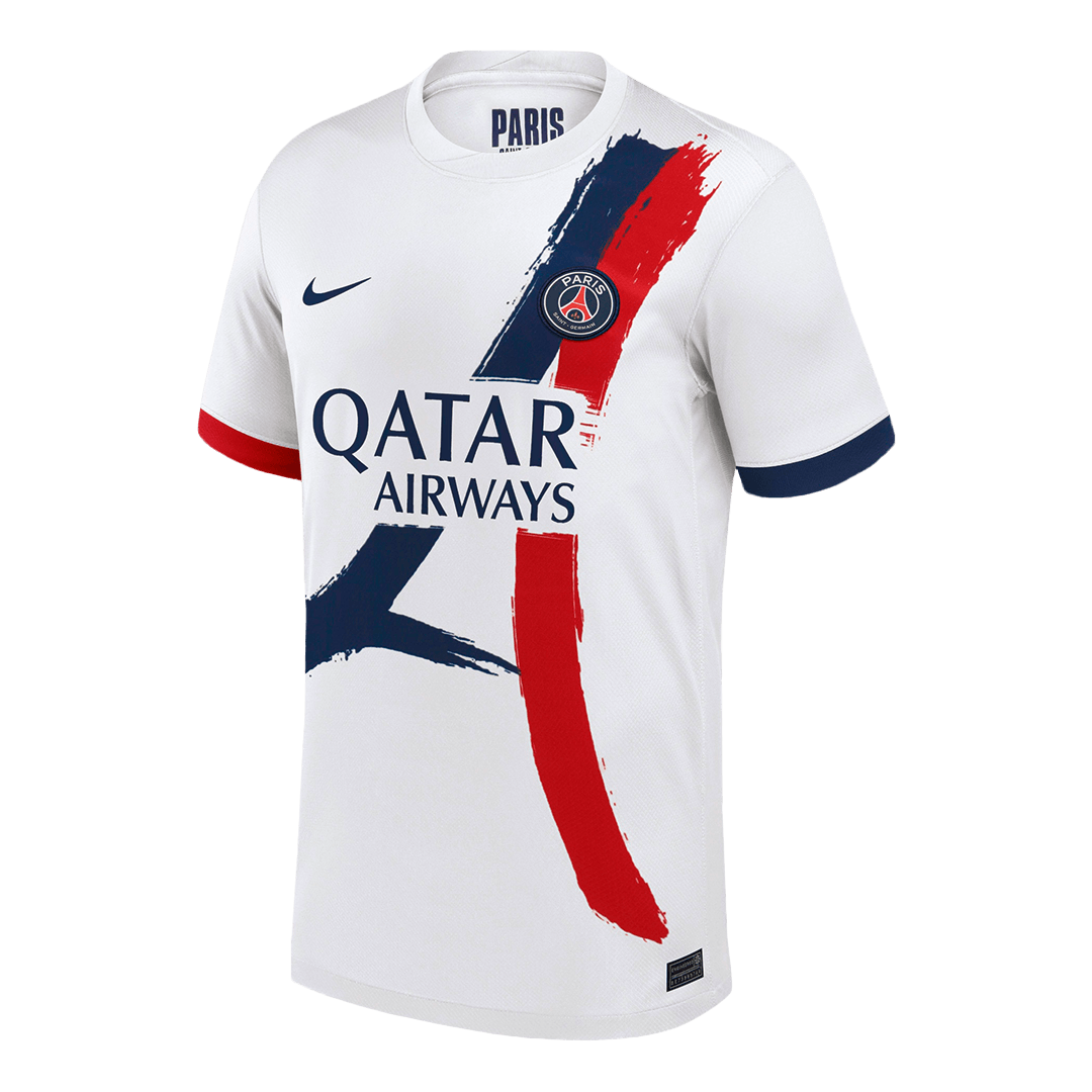 KVARATSKHELIA #7 PSG Away Football Shirt 2024/25 White Soccer- UCL