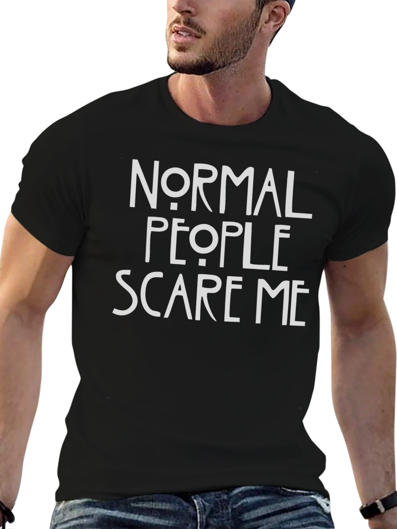 Normal People Scare Me Graphic Tee - Black Cotton T-Shirt