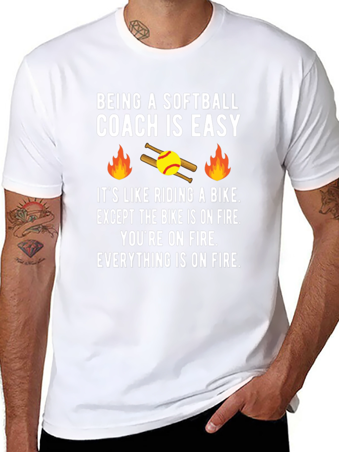 Softball Coach On Fire T-Shirt - Funny Coaching Tee