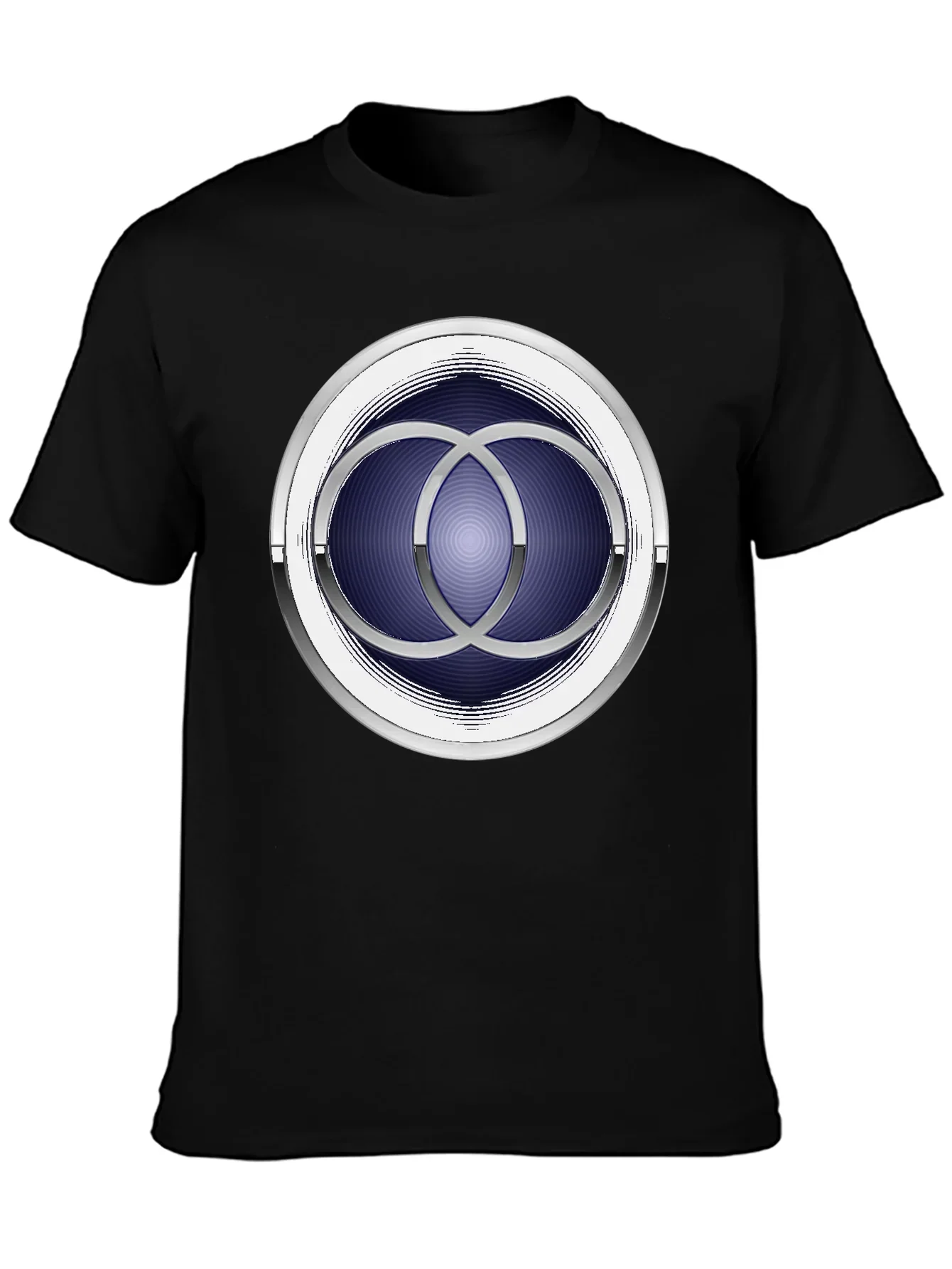 Abstract Circle Design Black T-Shirt