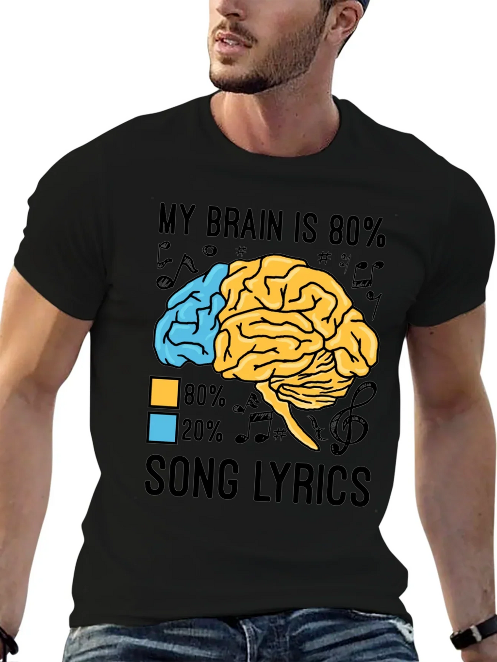 My Brain is 80% Song Lyrics Graphic T-Shirt