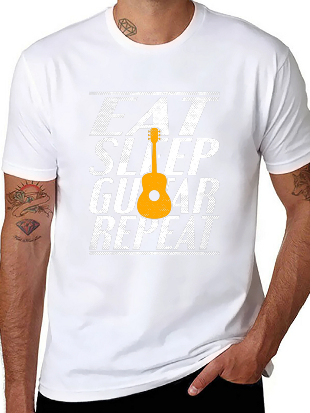 Eat Sleep Guitar Repeat T-Shirt Musician Tee