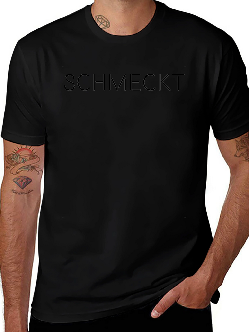 Schmeckt T-Shirt - Black Crew Neck Tee