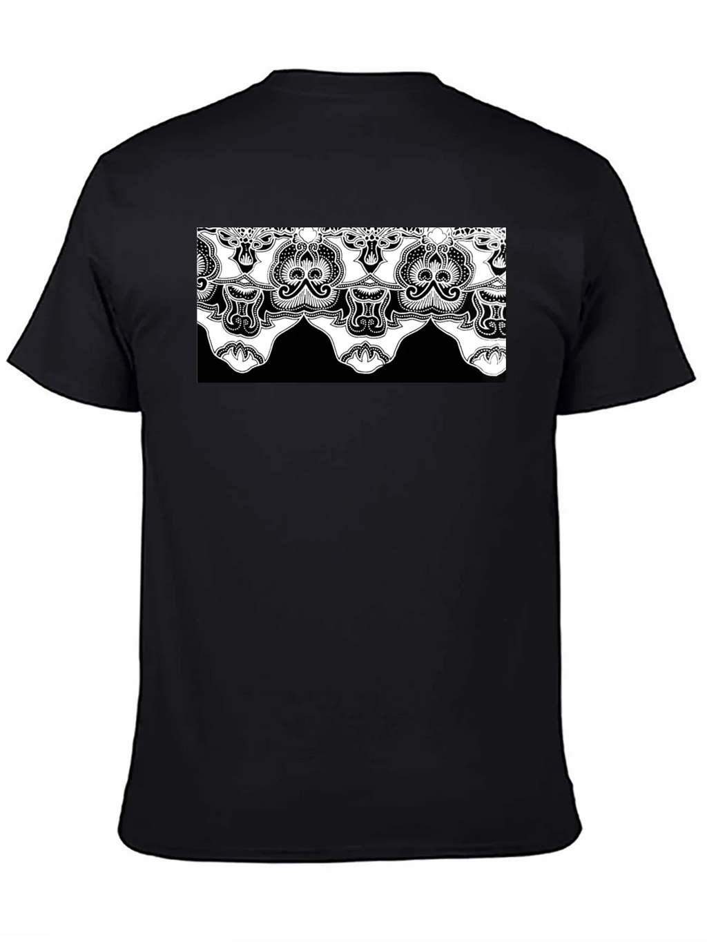 Ornate Lace Design Black T-Shirt
