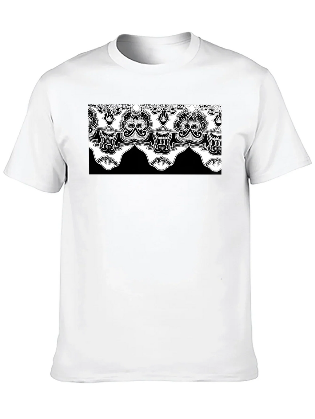 Ornate Lace Design Black T-Shirt