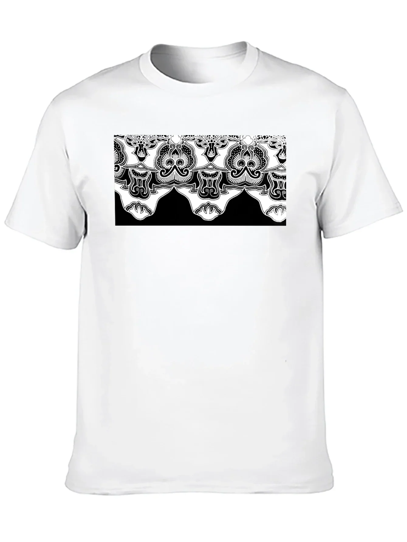 Ornate Lace Design Black T-Shirt
