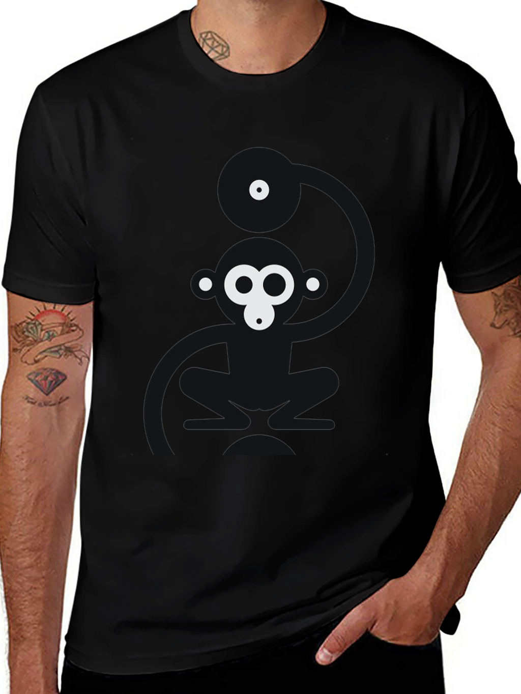 Abstract Gorilla Graphic Black T-Shirt