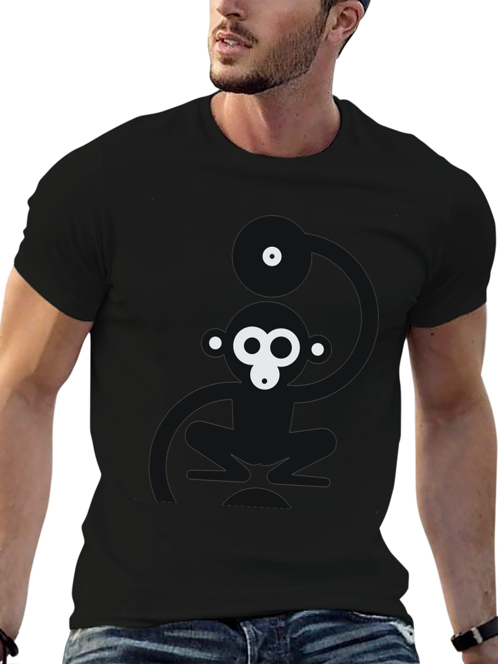 Abstract Gorilla Graphic Black T-Shirt