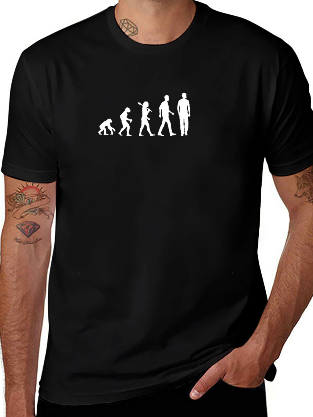 Evolution Of Man Black Graphic T-Shirt