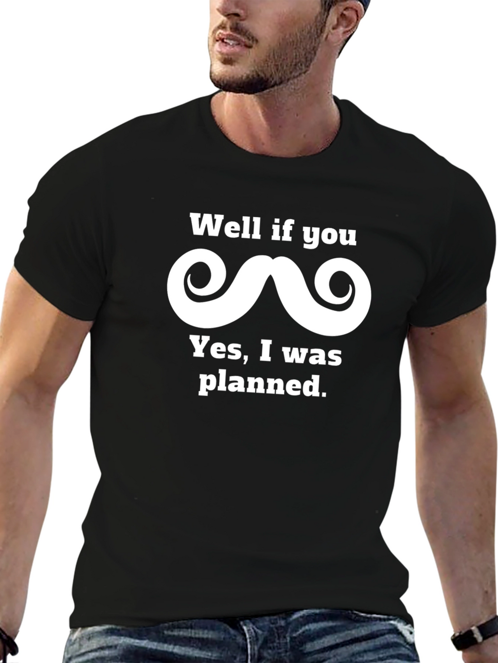 Funny Planned Mustache Graphic Tee