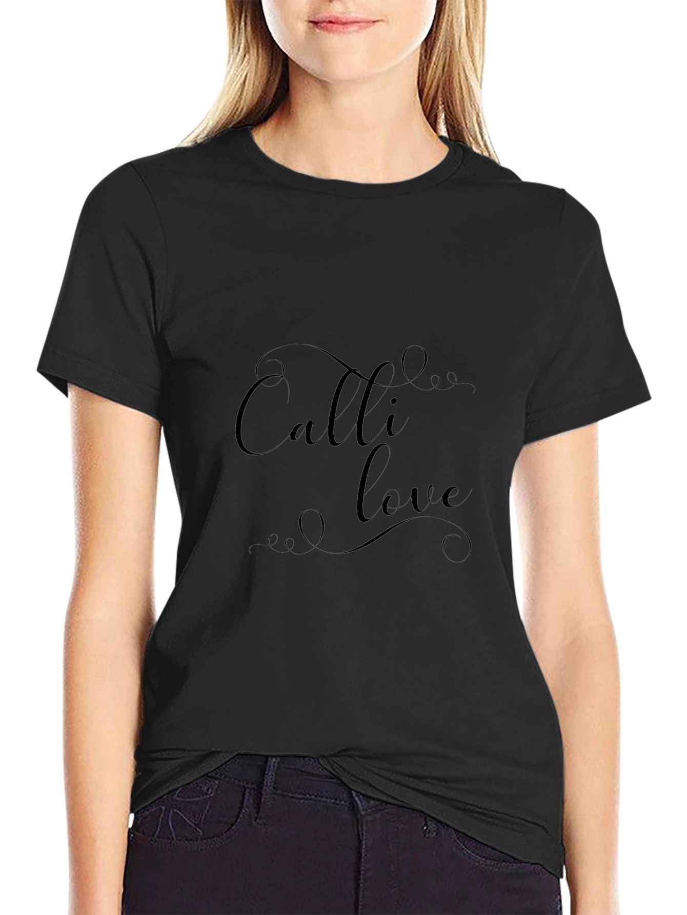 Elegant Calli Love Black T-Shirt