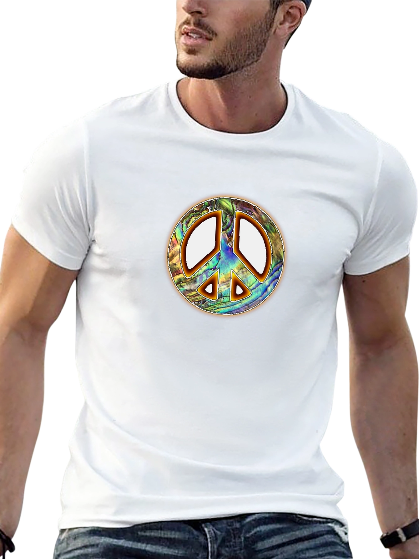 Retro Peace Sign T-Shirt - Groovy Abalone Design